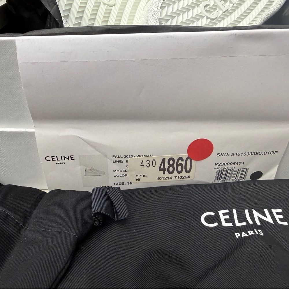 CELINE BLOCK SNEAKERS 50mm WEDGE OUTSOLE IN CALFSKIN Optic White Size 39 - Picture 10 of 10